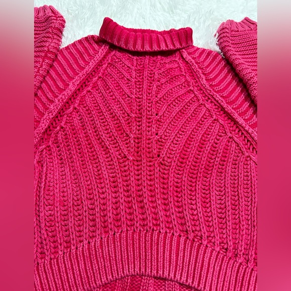 FREE PEOPLE CANDY BLOSSOM CABLEKNIT MOC NECK SZ SMALL NEW - Picture 5 of 9